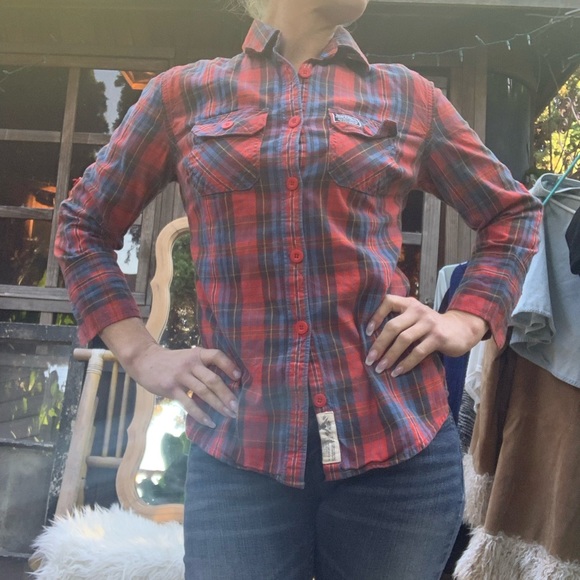 Super dry Flannel pattern button up. Worn once. - Picture 6 of 6